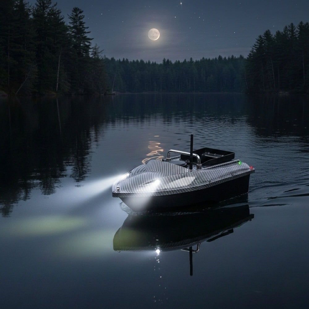 Bateau Amorceur Carpe – Portée 500 m – Capacité 1,5 kg – LED Nuit – Autonomie 2-3 h